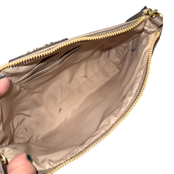 Nine West - Taupe Faux Leather Wristlet Clutch - Minimalist Zip Pouch - Picture 4 of 4